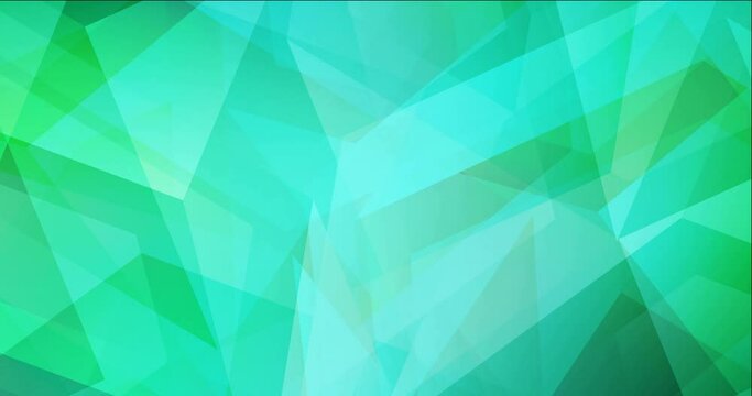 4K looping light green video with polygonal shapes. Shining colorful animation in simple style. Film business advertising. 4096 x 2160, 30 fps. Codec Photo JPEG.