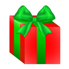 red gift box with green ribbon