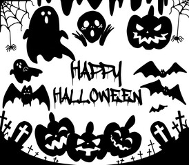 happy HALLOWEENシルエットセット　文字入り