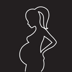 Pregnant woman line icon vector. Women Pregnancy symbol. 