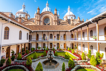  views of inmaculate conception cthedral, the most famous in cuenca, ecuador. - obrazy, fototapety, plakaty