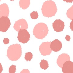 Seamless hand drawn pink dots abstract geometric pastel pattern. Mid century modern trendy fabric print, line curve minimalist background for wallpaper wrapping paper textile.