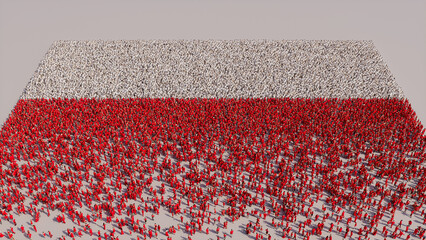 Polish Banner Background, with People gathering to form the Flag of Poland.