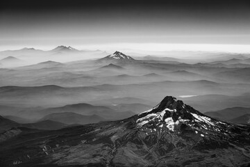 Mt Hood, Mt Jefferson and the Three Sisters from the Air - Powered by Adobe