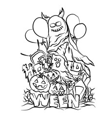 Halloween draw set, vector illustration.