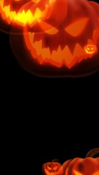 Pumpkin animation, halloween. floating pumpkins Background. Jack o lantern, halloween pumpkins. video  vertical