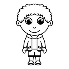 Funny boy cartoon characters vector illustration. For kids coloring book.