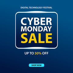 Cyber Monday sale event banner template for business promotion vector illustration