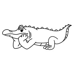 Cute crocodile cartoon characters vector illustration. For kids coloring book.