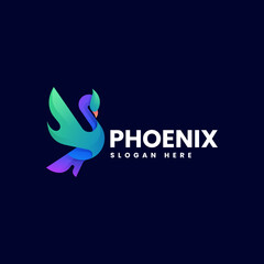Vector Logo Illustration Phoenix Gradient Colorful Style