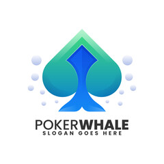 Vector Logo Illustration Poker Whale Gradient Colorful Style