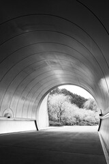 Interior of entrance of futuristic tunnel