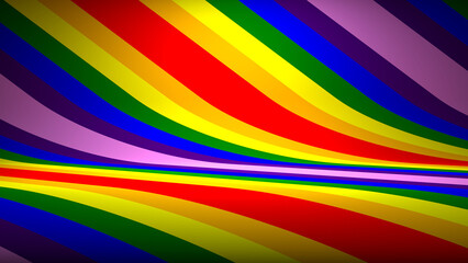 3D Striped Rainbow Studio Backdrop with Empty Copy Space