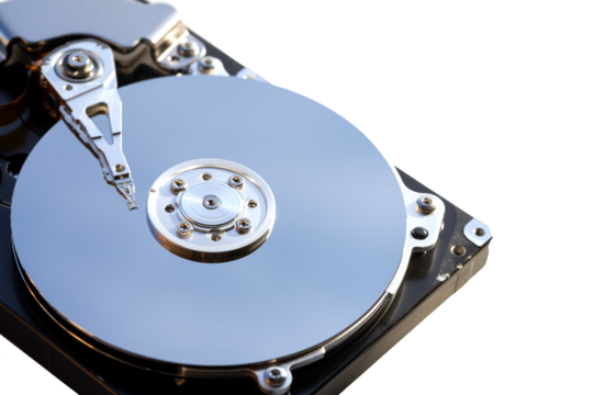 Disassembled hard drive from the computer, hdd with mirror effect. Opened hard drive from the computer hdd with mirror effects. Part of computer pc, laptop