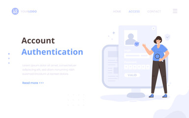 User account authentication illustration landing page