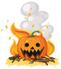 Halloween pumpkin with fire