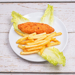 fried fish and chips on a plate