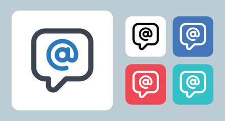 Mention icon - vector illustration . Mention, comment, message, Tag, Reference, social media, sms, text, email, mail, sign, symbol, flat, icons .