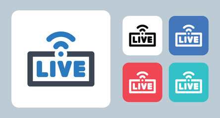 Live Streaming icon - vector illustration . Live, streaming, stream, video, Broadcast, show, sport, tv, on air, online, sign, symbol, flat, icons .