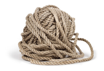A coil of rope on a white background.