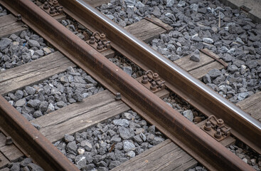 railroad track and Pebbles on the Railway