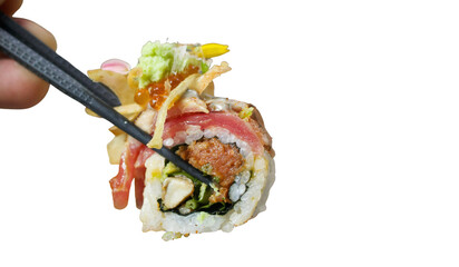 sushi roll on white background