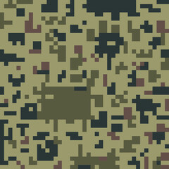 Military digital pixel camouflage background. Khaki texture. Camouflage seamless pattern.