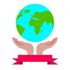 World in human hands symbol illustration 
