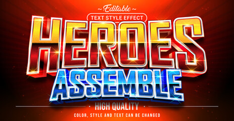 Editable text style effect - Heroes Assemble text style theme.