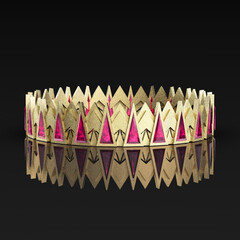 Gold Pink Sapphire Cyber Crown - 3D Render - Digital Art