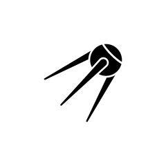 Old Satellite, Telecommunication Space Antenna. Flat Vector Icon illustration. Simple black symbol on white background. Old Satellite, Space Antenna sign design template for web and mobile UI element.