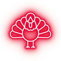 Neon red turkey icon, glowing red turkey with transparent background