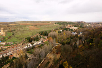 Cityscape view from Roof top of Segovia and San Macros, Spain
