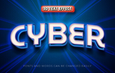 Cyber blue 3d editable text effect style