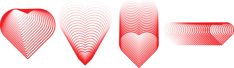 Heart Logo with lines. Hearts unusual icon Design.Geometric shape.