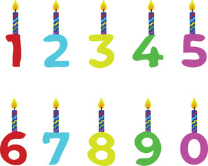 Birthday Number and Candle Illustration. Birthday Celebration