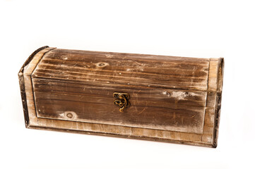 antique wooden box for wine, isolated