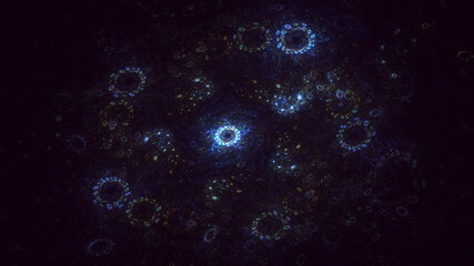 3D rendering abstract multicolor fractal light background