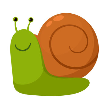 Cartoon snail flat vector illustration logo icon clipart