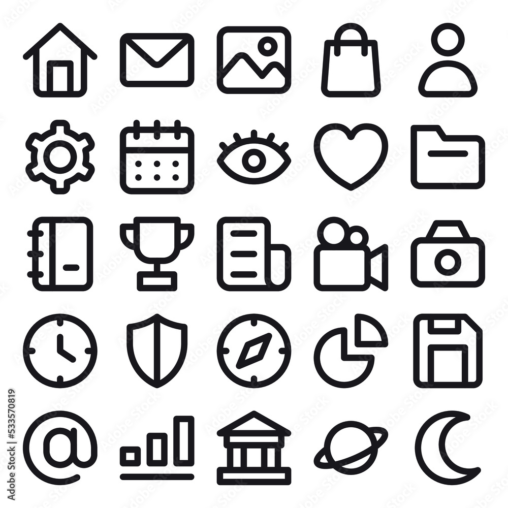 Poster business ecitable vector icons set collection with simple style