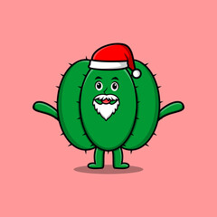 Cute Cartoon mascot character Cactus santa claus character christmas illustration