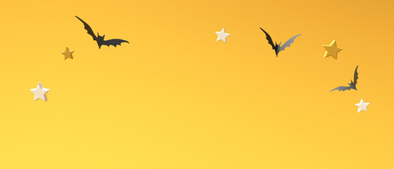 Halloween theme with black bats - 3D render