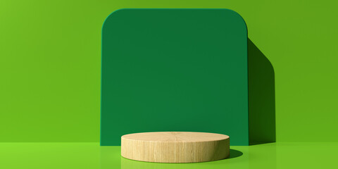 Podium and a square wall in a room - 3D render