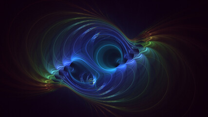 3D rendering abstract multicolor fractal light background