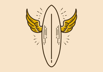 surfboard with wings retro vintage art