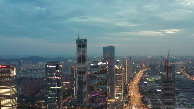 city skyline at night