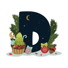 Merry Christmas alphabet. The letter 