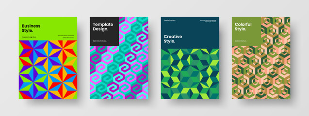 Fototapeta premium Abstract geometric tiles cover template collection. Premium company identity design vector concept set.