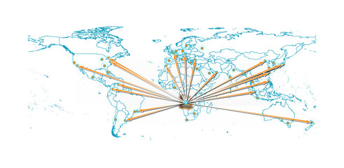 Obraz premium Vector Angola concept map, export concept map for Angola on white background suitable for export concepts. File is suitable for digital editing and size prints of all sizes.