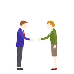 握手をするビジネスマンとビジネスウーマンのイラスト（白背景・ベクター・切り抜き）